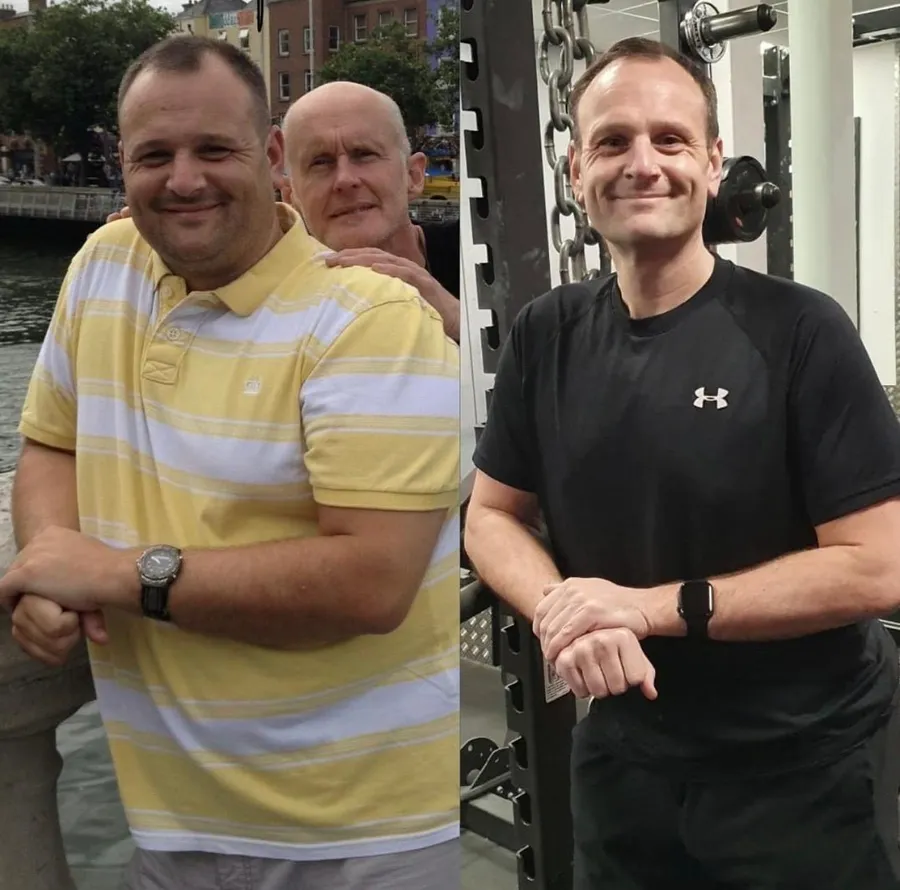 A client before and after a weight loss transformation